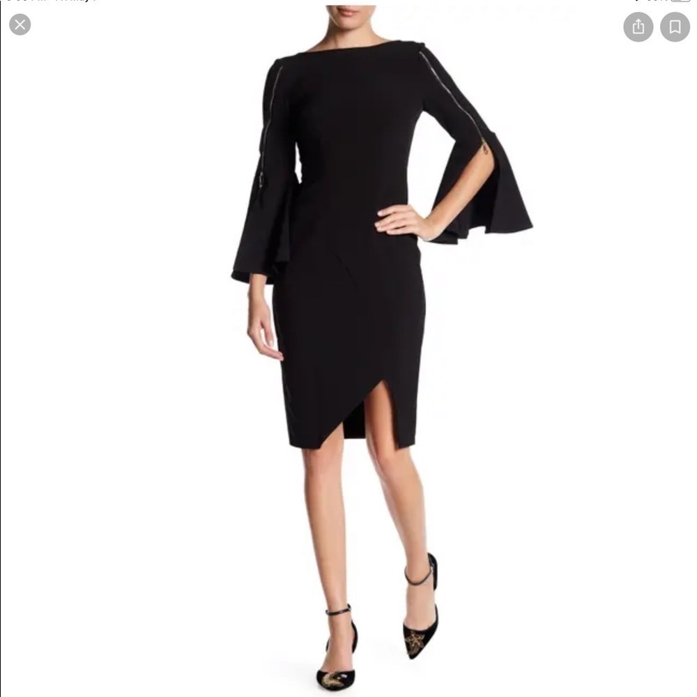Few Moda Bell Sleeved Dress w/Exposed Zipper D05